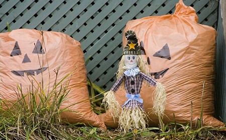 Garbage Bag Jack-Os - Outdoor Halloween Decorations Garbage Bag Jack-Os - Outdoor Halloween Decorations